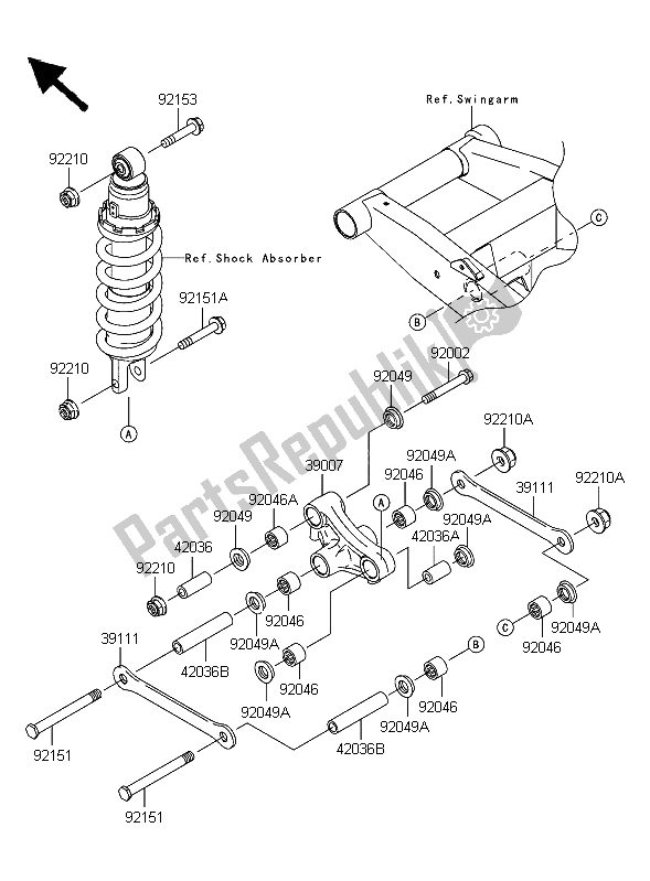 Alle onderdelen voor de Suspensie van de Kawasaki Z 750S 2006