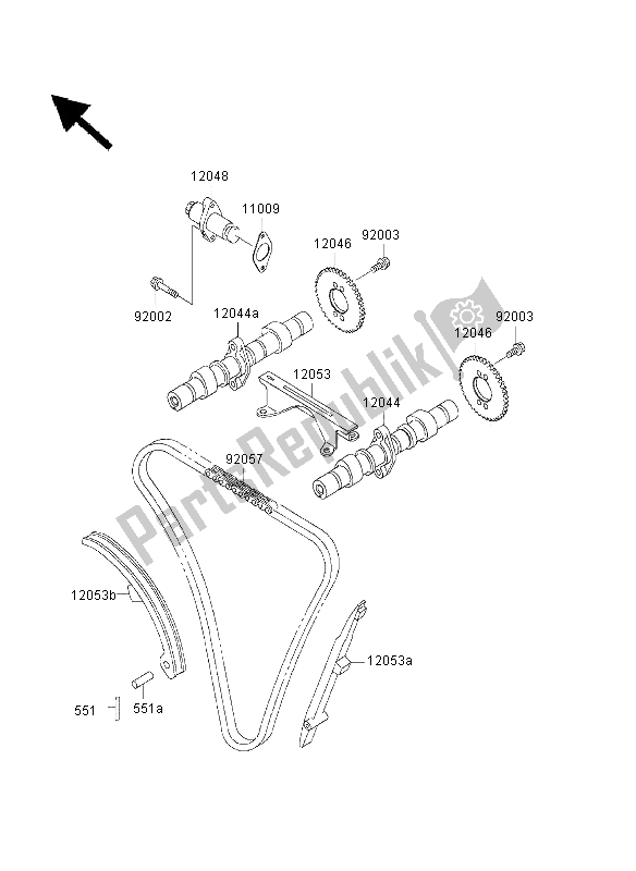 Tutte le parti per il Albero A Camme E Tenditore del Kawasaki GPZ 500S 2003