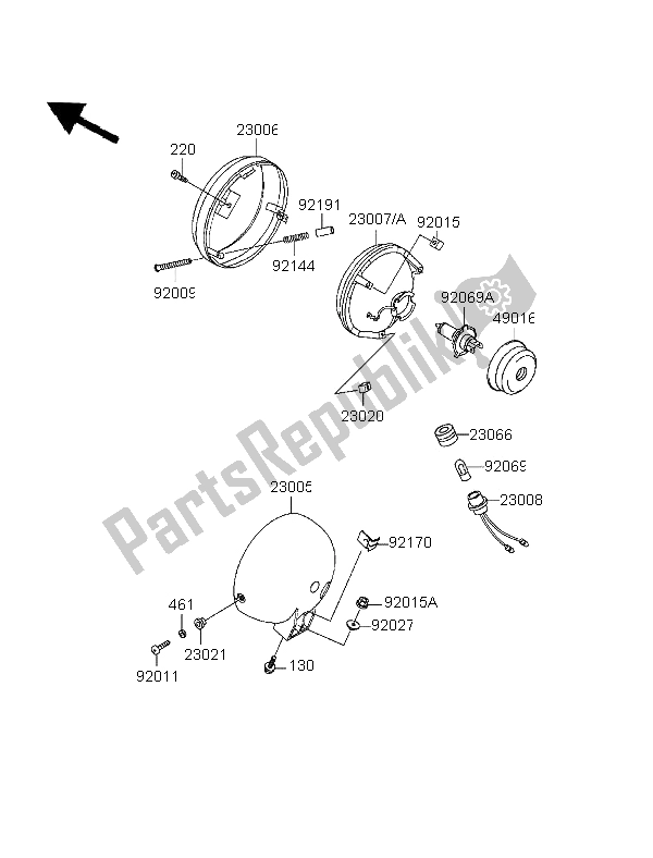 Tutte le parti per il Faro del Kawasaki EN 500 1996