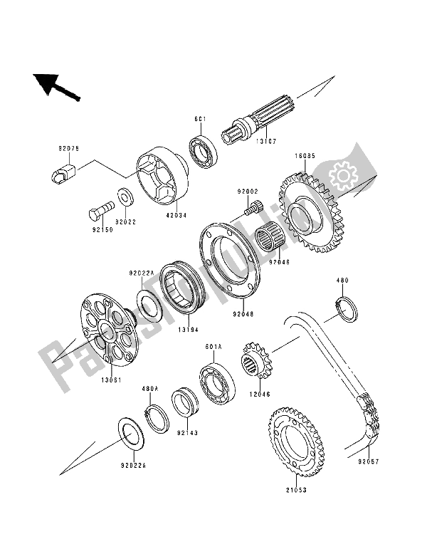 All parts for the Generator Shaft of the Kawasaki Ninja ZX9R 900 1994