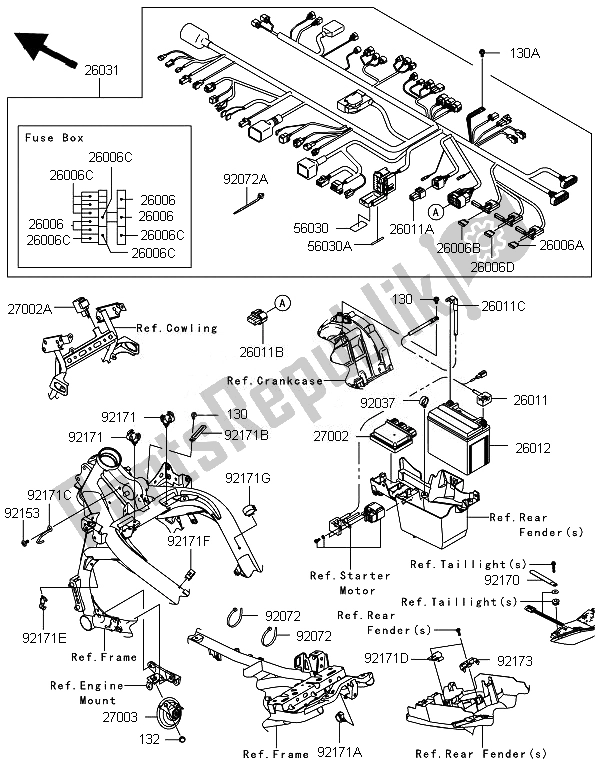 Todas las partes para Equipo Eléctrico Del Chasis de Kawasaki Versys ABS 650 2010