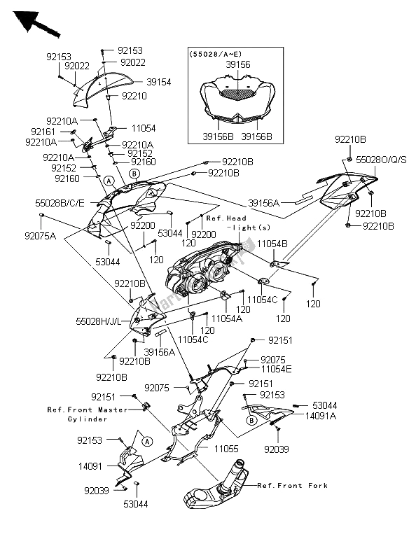 Todas las partes para Cubierta de Kawasaki Z 1000 2008