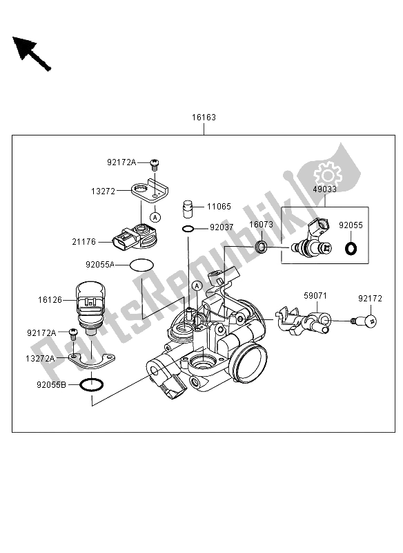 All parts for the Throttle of the Kawasaki D Tracker 125 2013