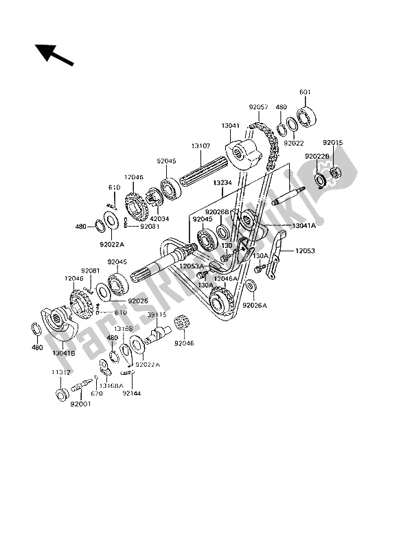 Alle onderdelen voor de Balancer van de Kawasaki KLR 600 1993
