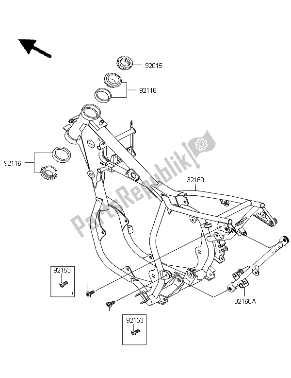 All parts for the Frame of the Kawasaki KX 65 2006