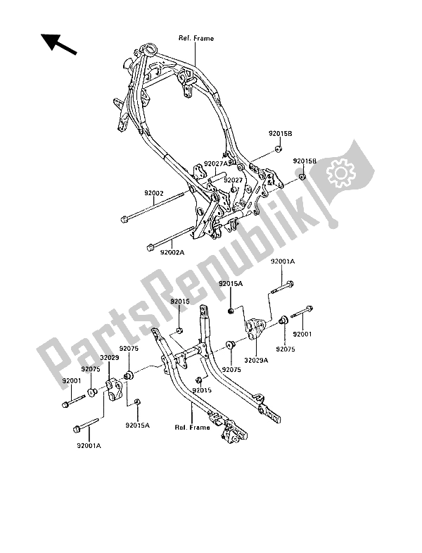 All parts for the Frame Fittings of the Kawasaki GPZ 1000 RX 1986