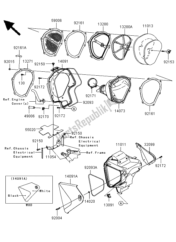 Tutte le parti per il Filtro Dell'aria del Kawasaki KLX 450R 2009