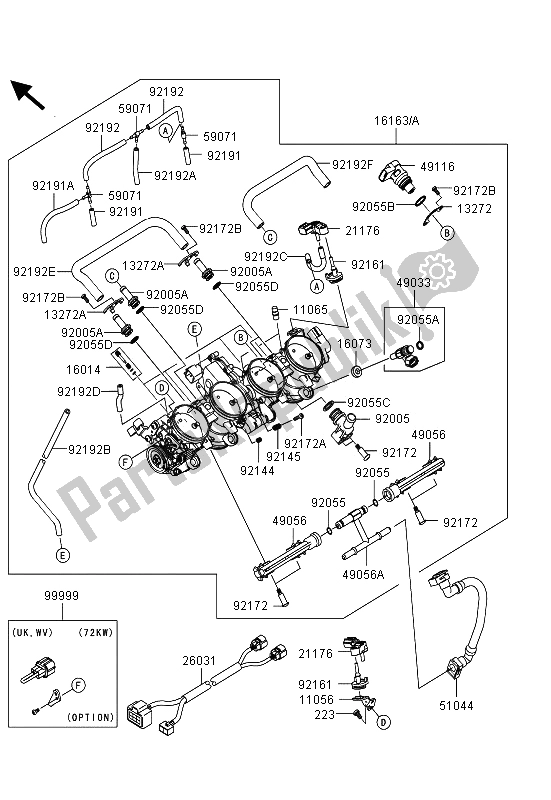 Wszystkie części do Przepustnica Kawasaki Ninja ZX 10R ABS 1000 2013