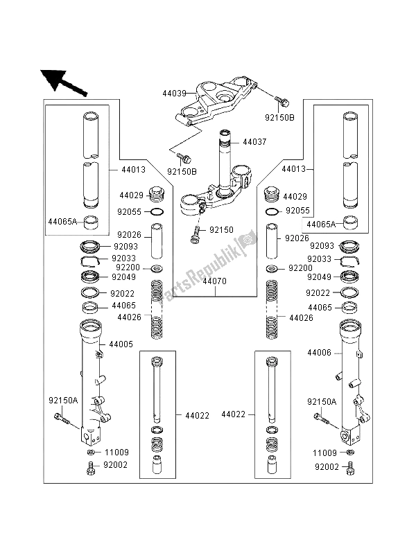 Todas las partes para Tenedor Frontal de Kawasaki GPZ 1100 1998