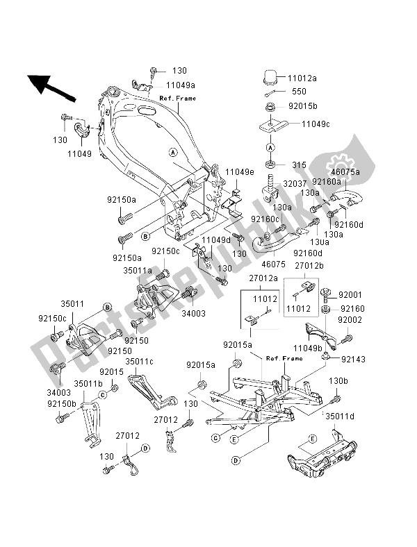 Toutes les pièces pour le Ferrures De Cadre du Kawasaki Ninja ZX 7R 750 2002