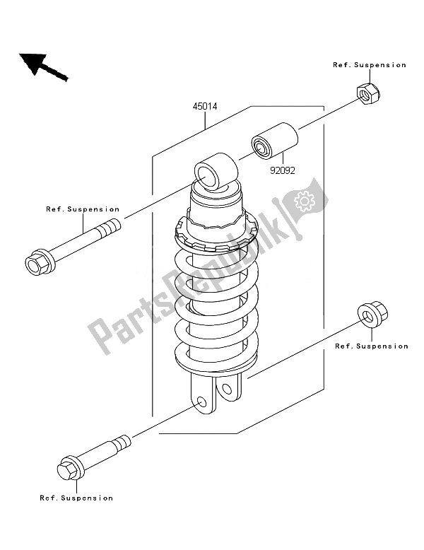 All parts for the Shock Absorber of the Kawasaki KLE 500 2007