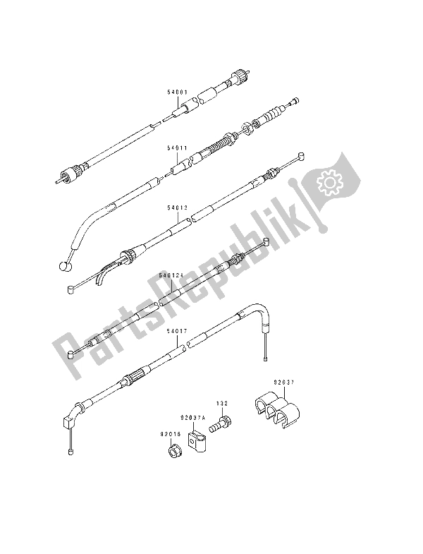 Toutes les pièces pour le Câbles du Kawasaki KLE 500 1991