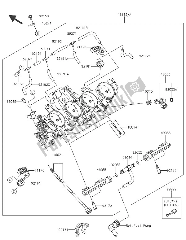 All parts for the Throttle of the Kawasaki Ninja ZX 6R 600 2016