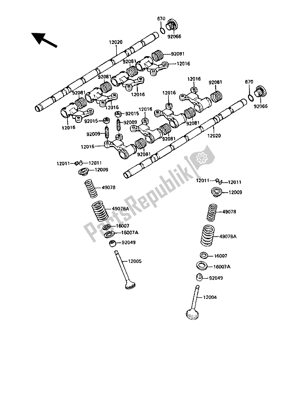 All parts for the Valve(s) of the Kawasaki 1000 GTR 1986