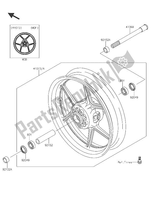 Todas las partes para Buje Delantero de Kawasaki Z 1000 SX ABS 2016