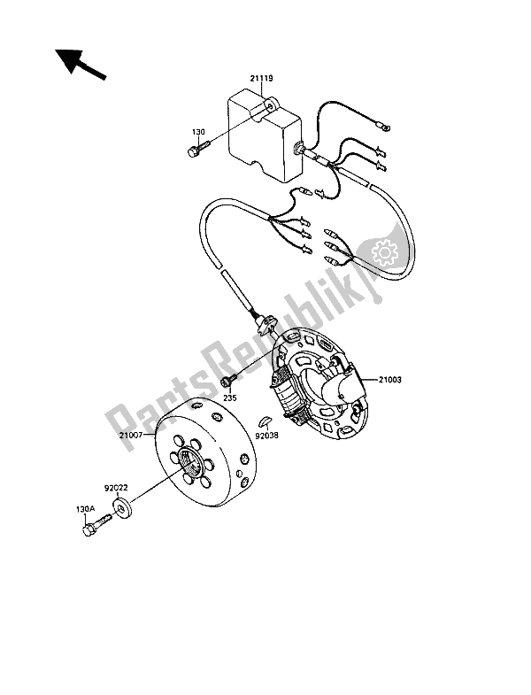 Todas las partes para Generador de Kawasaki KX 250 1989