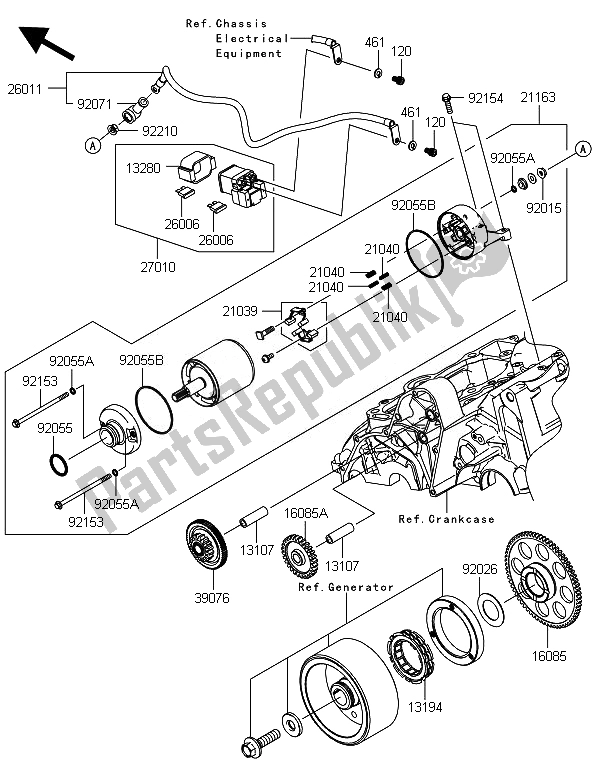 All parts for the Starter Motor of the Kawasaki ER 6F ABS 650 2014