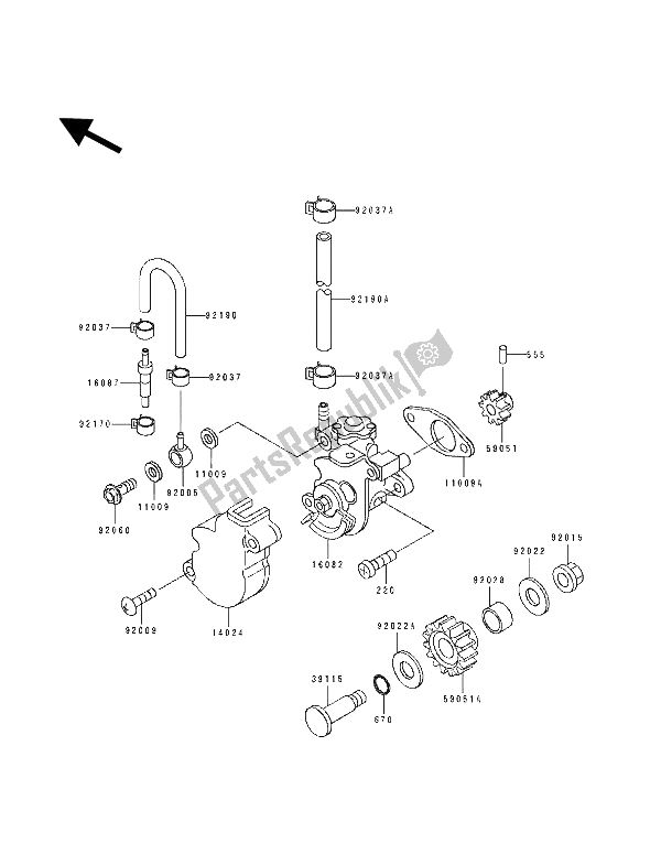 Tutte le parti per il Pompa Dell'olio del Kawasaki KDX 125 1993