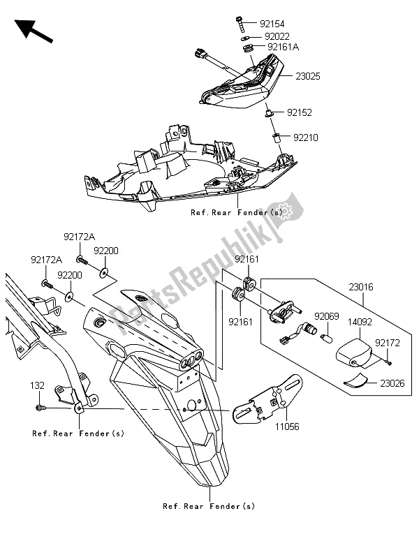 All parts for the Taillight(s) of the Kawasaki ER 6F ABS 650 2014