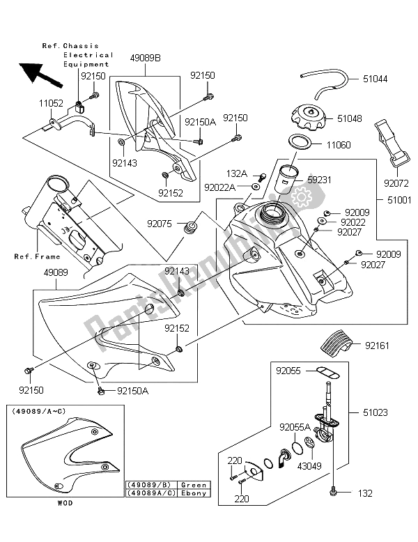Alle onderdelen voor de Benzinetank van de Kawasaki KLX 110 2008