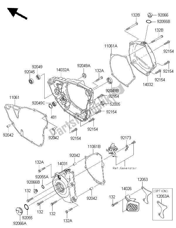 Toutes les pièces pour le Capot (s) Moteur du Kawasaki KX 250F 2015