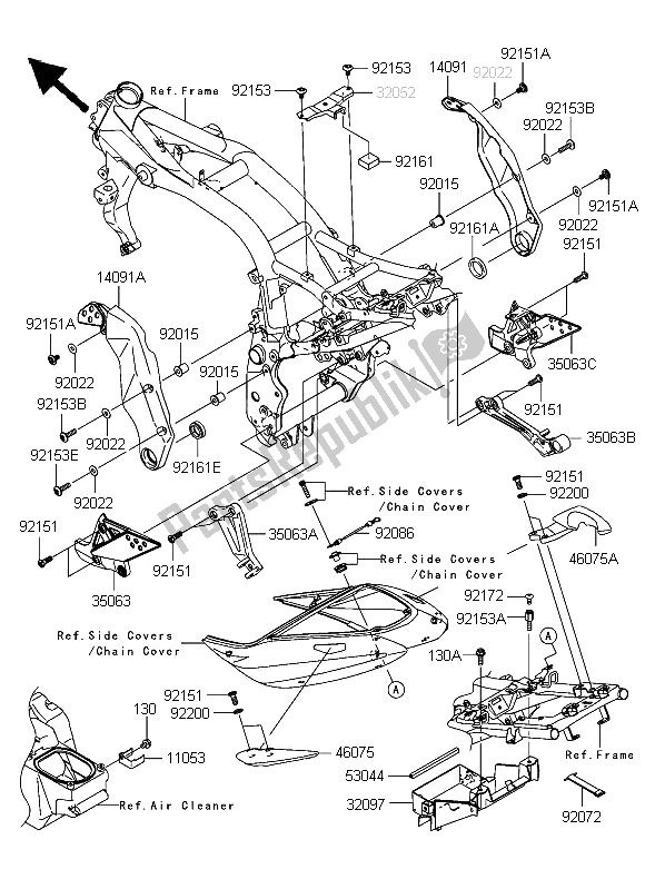 Alle onderdelen voor de Frame Hulpstukken van de Kawasaki Z 750S 2006