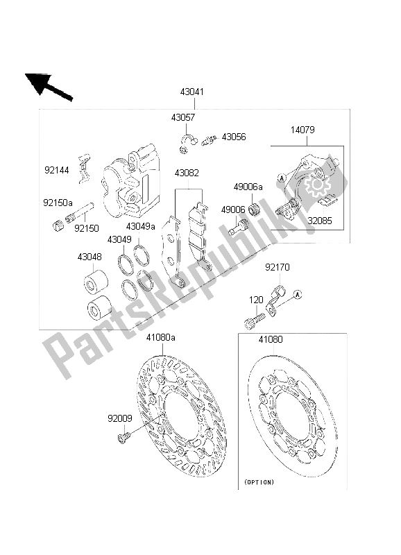 Tutte le parti per il Freno Anteriore del Kawasaki KX 500 1999
