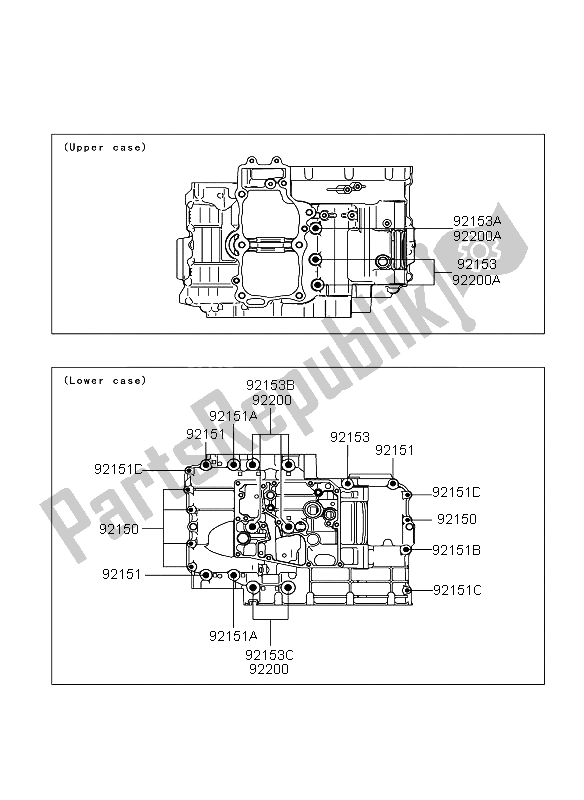 All parts for the Crankcase Bolt Pattern of the Kawasaki Versys 650 2012