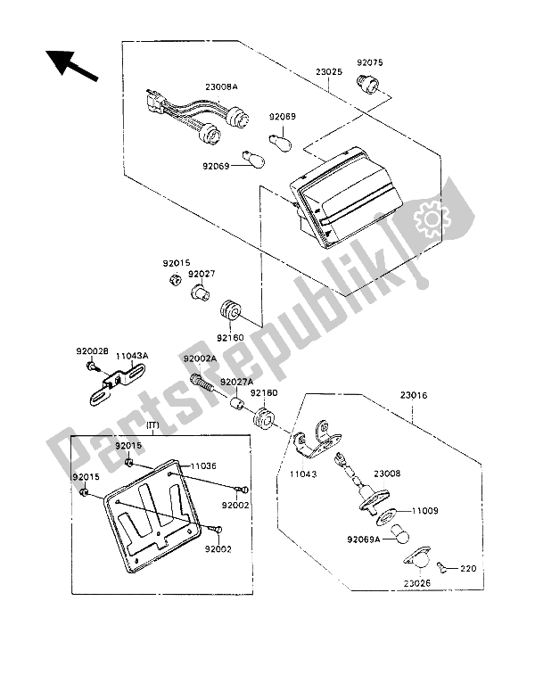 Tutte le parti per il Luci Posteriori) del Kawasaki ZXR 750 1989