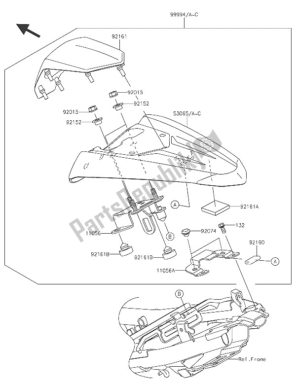 Tutte le parti per il Accessorio (coprisella Singolo) del Kawasaki Z 250 SL ABS 2016