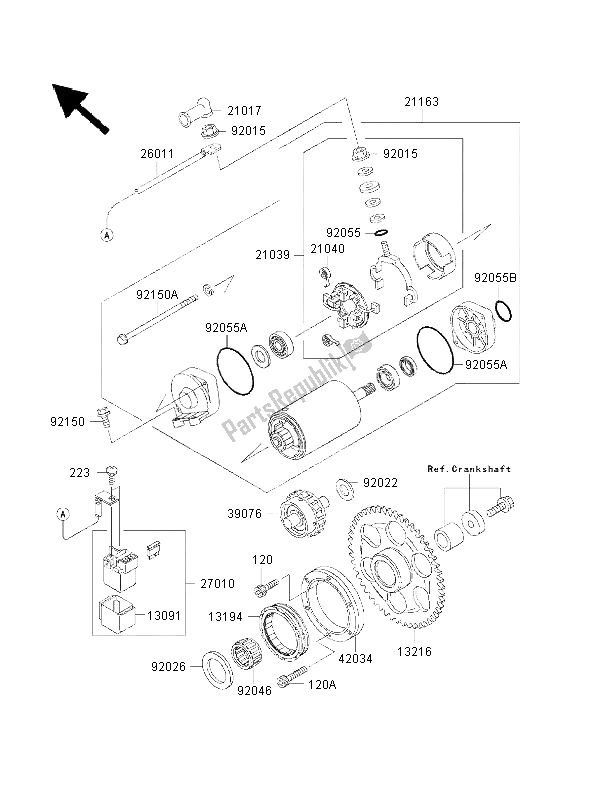 Alle onderdelen voor de Startmotor van de Kawasaki VN 1500 Drifter 2001