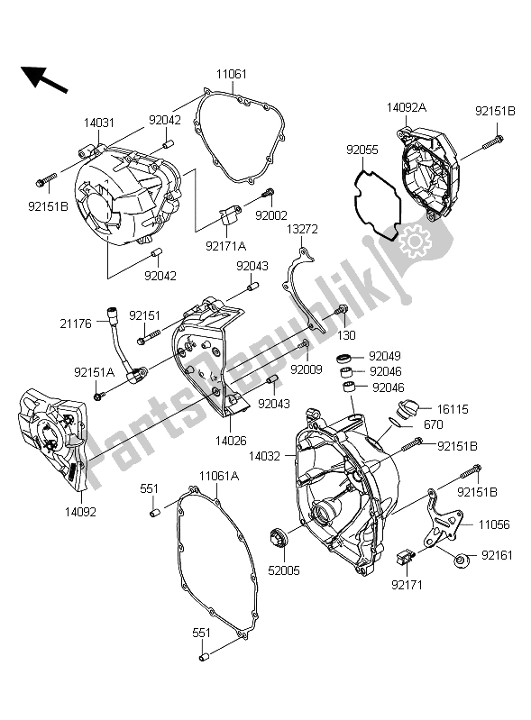 Todas las partes para Cubierta Del Motor de Kawasaki Z 1000 2012