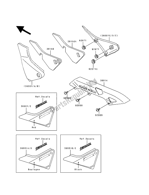 All parts for the Side Covers & Chain Cover of the Kawasaki Zephyr 550 1994