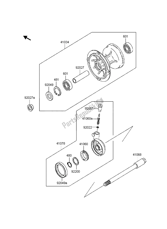 Tutte le parti per il Mozzo Anteriore del Kawasaki KDX 200 1997