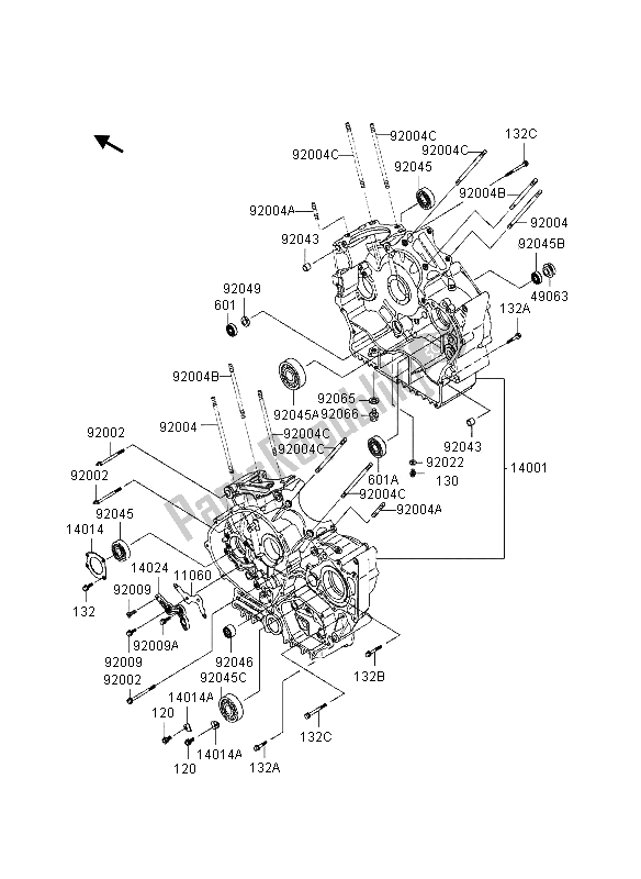 All parts for the Crankcase of the Kawasaki VN 800 1995