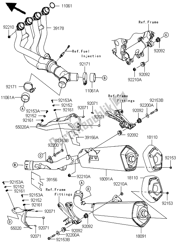 Todas las partes para Silenciador de Kawasaki ZZR 1400 ABS 2012
