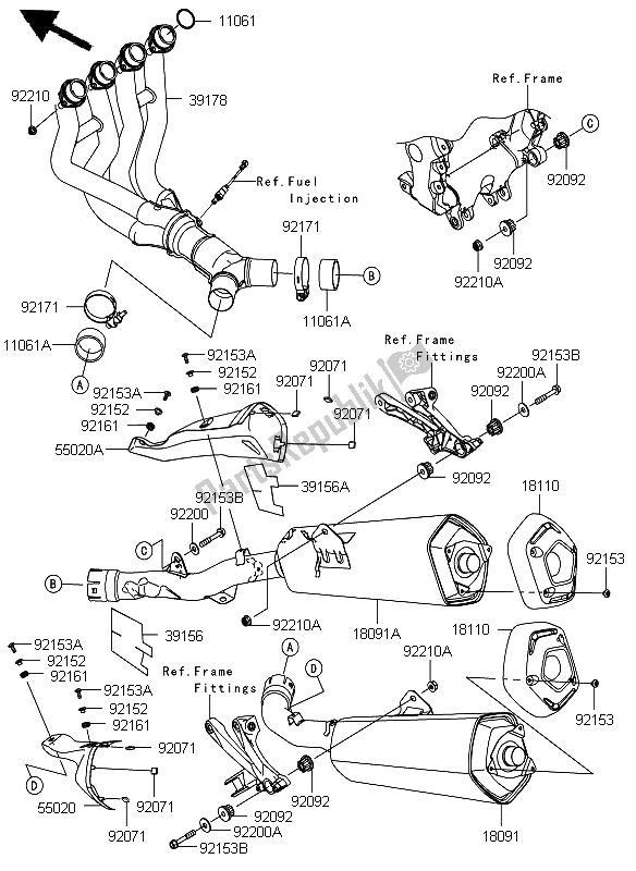 Tutte le parti per il Silenziatore del Kawasaki ZZR 1400 ABS 2012