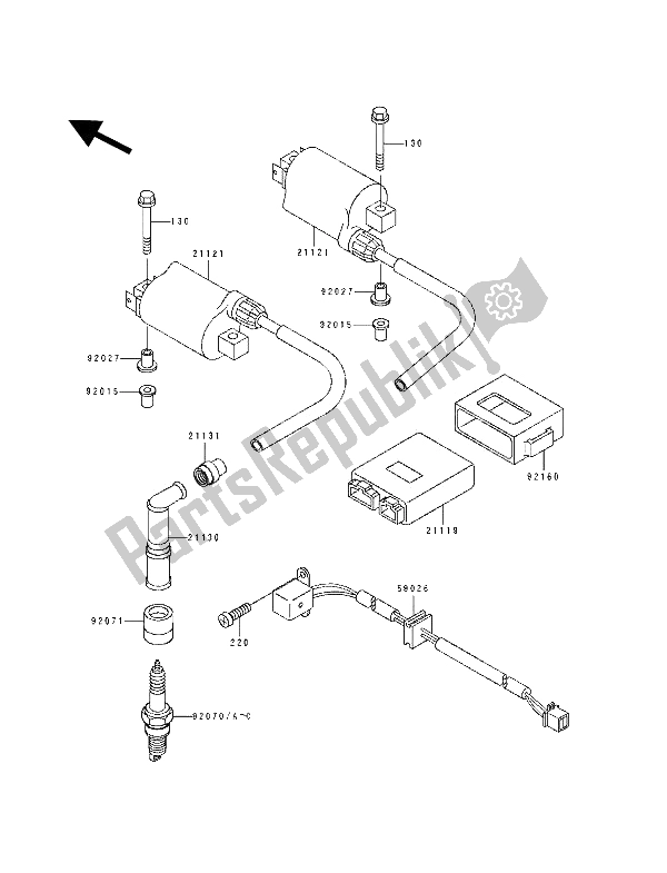 Tutte le parti per il Sistema Di Accensione del Kawasaki KLE 500 1994