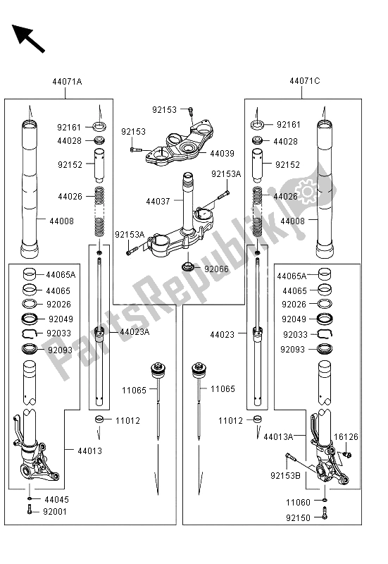 All parts for the Front Fork of the Kawasaki Z 1000 SX 2013