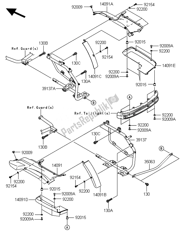 All parts for the Saddlebags (side Bag Bracket) of the Kawasaki VN 1700 Voyager ABS 2014