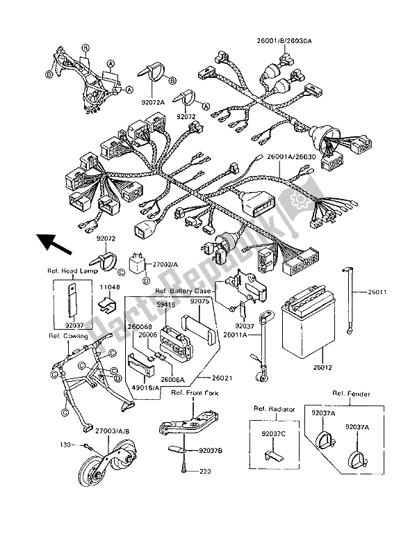 All parts for the Chassis Electrical Equipment of the Kawasaki 1000 GTR 1994