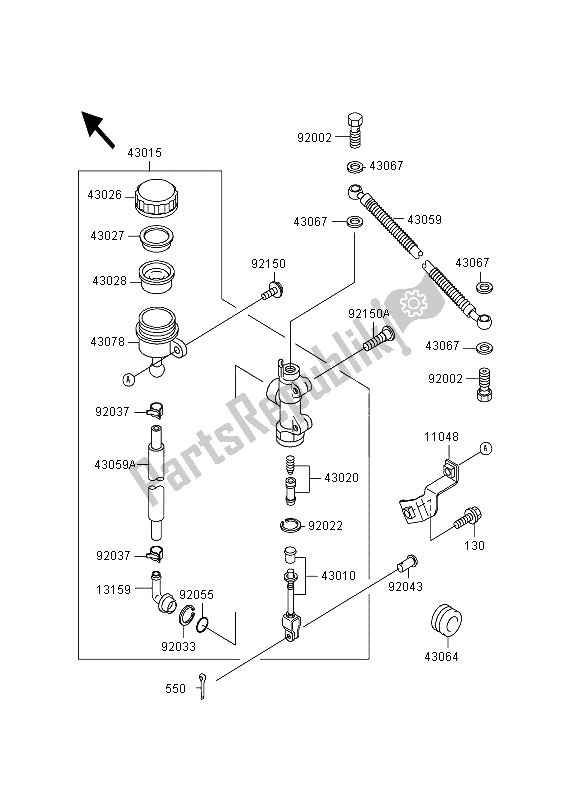 Tutte le parti per il Pompa Freno Posteriore del Kawasaki GPZ 500S 1995