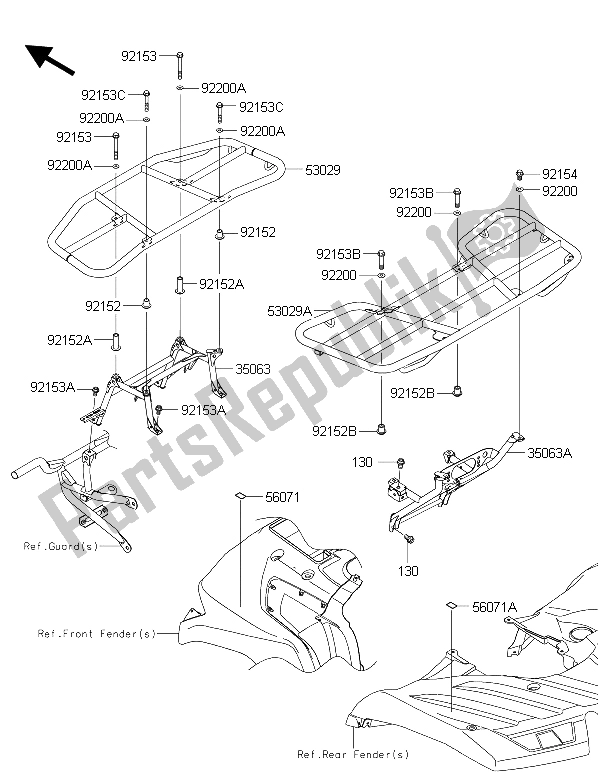 All parts for the Carrier(s) of the Kawasaki Brute Force 750 4X4I EPS HFF 2015