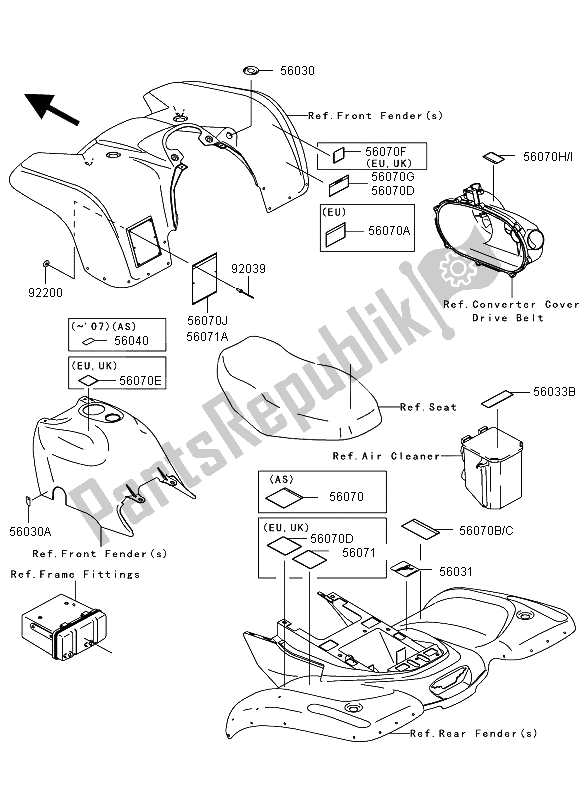 Todas las partes para Etiquetas de Kawasaki KVF 360 4X4 2006