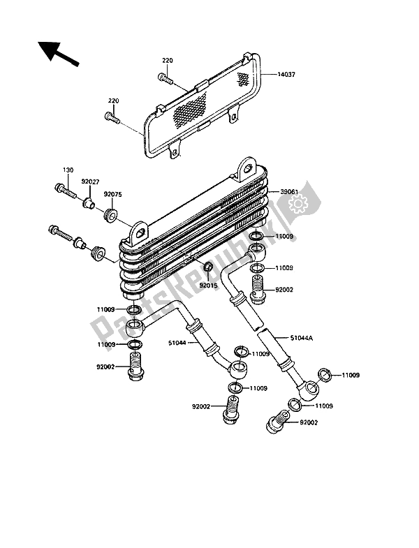 Tutte le parti per il Radiatore Dell'olio del Kawasaki GPZ 900R 1990