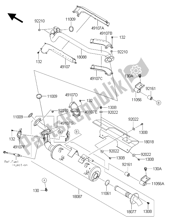 All parts for the Muffler(s) of the Kawasaki Brute Force 750 4X4I EPS HFF 2015