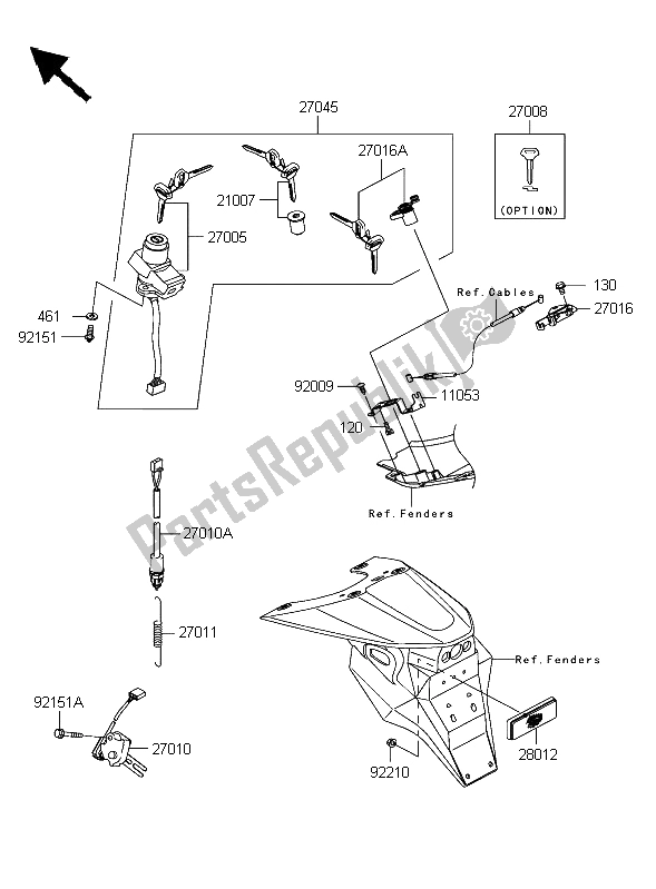 All parts for the Ignition Switch of the Kawasaki Z 1000 2003