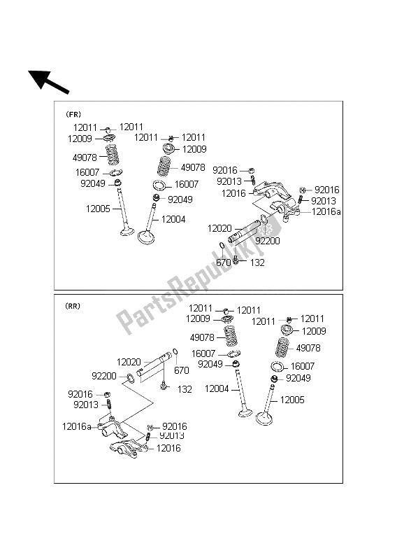 All parts for the Valve of the Kawasaki KVF 650 Prairie 2002