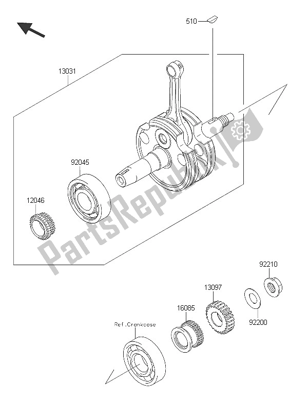 Toutes les pièces pour le Vilebrequin du Kawasaki D Tracker 150 2016