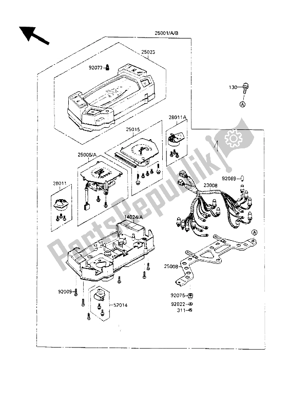 All parts for the Meter(s) of the Kawasaki GPX 600R 1990